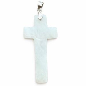 Sterling Silver Burmese Jade Cross Pendant New